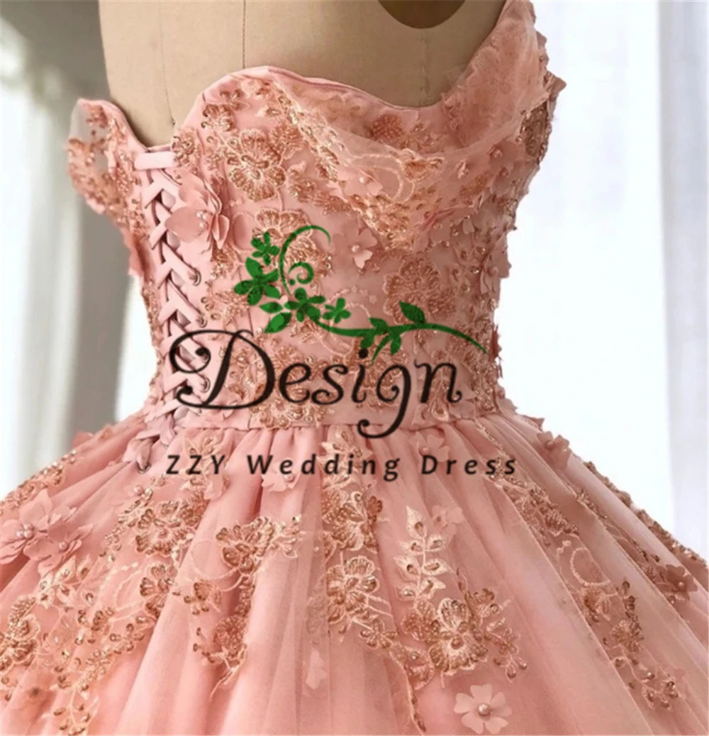 

Romantic Pink Satin 15 Dress Quinceanera Dresses Flowers Custom-Made Pearls Ball Gown Vestidos Para 15 Sash Quinceanera Dresses