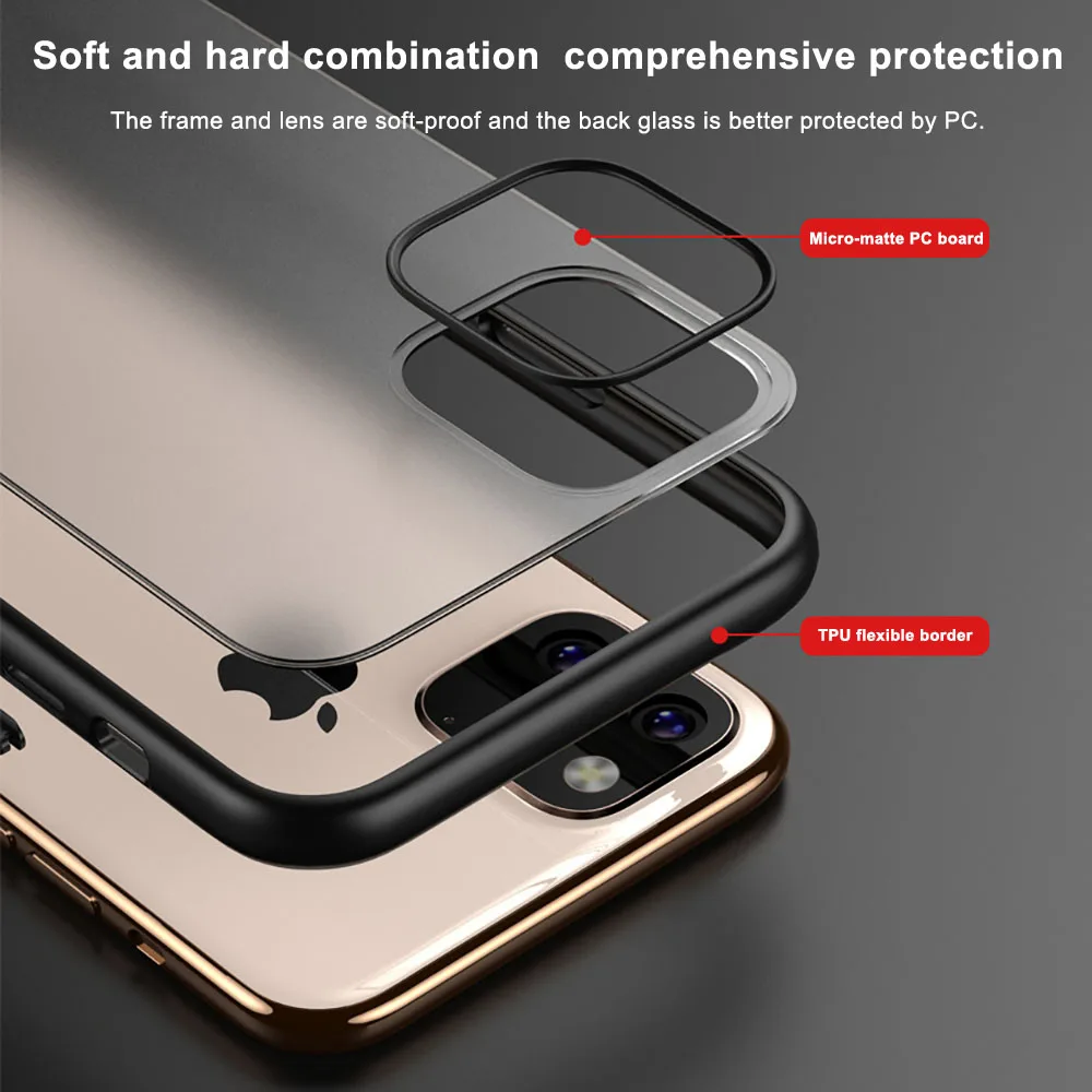 Frosted Black Glossy For iPhone 11 Pro Max Transparent Back Sanding Case Cover | Мобильные телефоны и аксессуары
