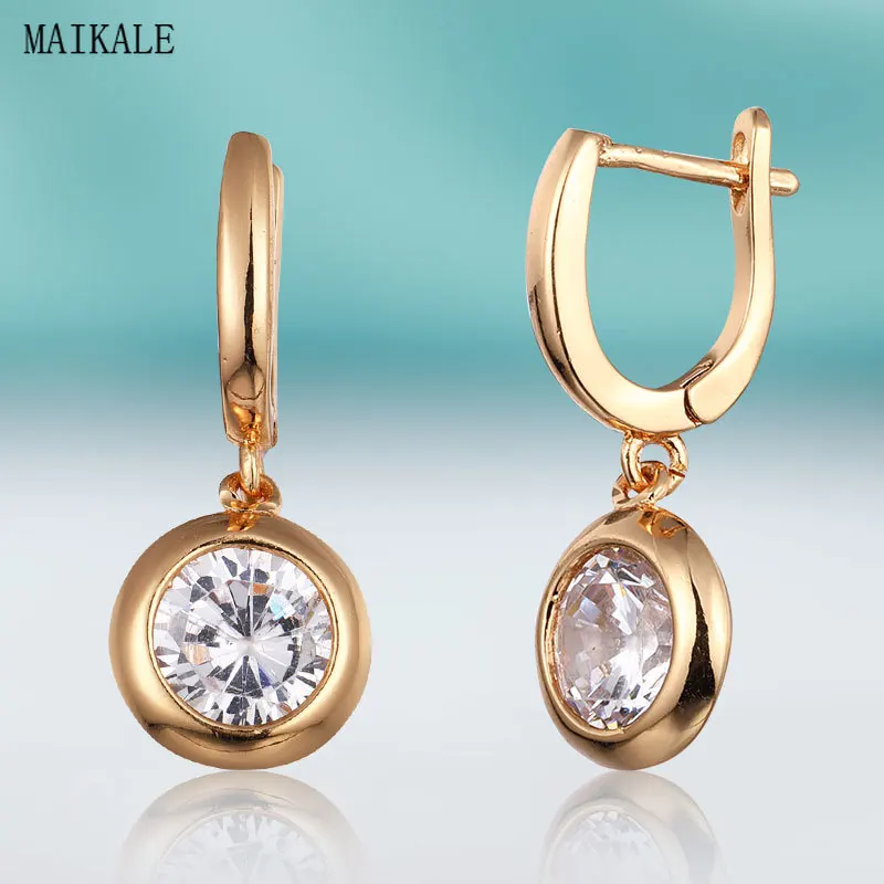 

MAIKALE Trendy Simple Cubic Zirconia Stud Earrings for Women Zircon CZ Gold Alloy Clip on Earing Fashion Jewelry Gifts
