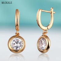 maikale trendy simple cubic zirconia stud earrings for women zircon cz gold alloy clip on earing fashion jewelry gifts