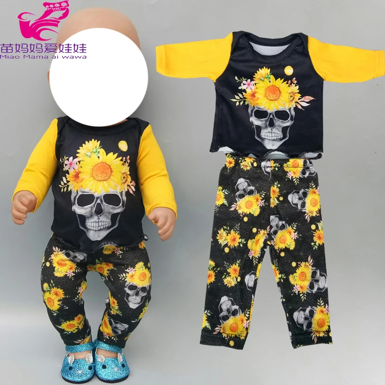 

doll skull clothes fit for 43cm new born baby doll 18 inch american doll Halloween clothes trousers set