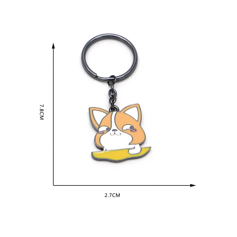 Милые брелоки с животными из мультфильмов металлические забавная Хаски корги