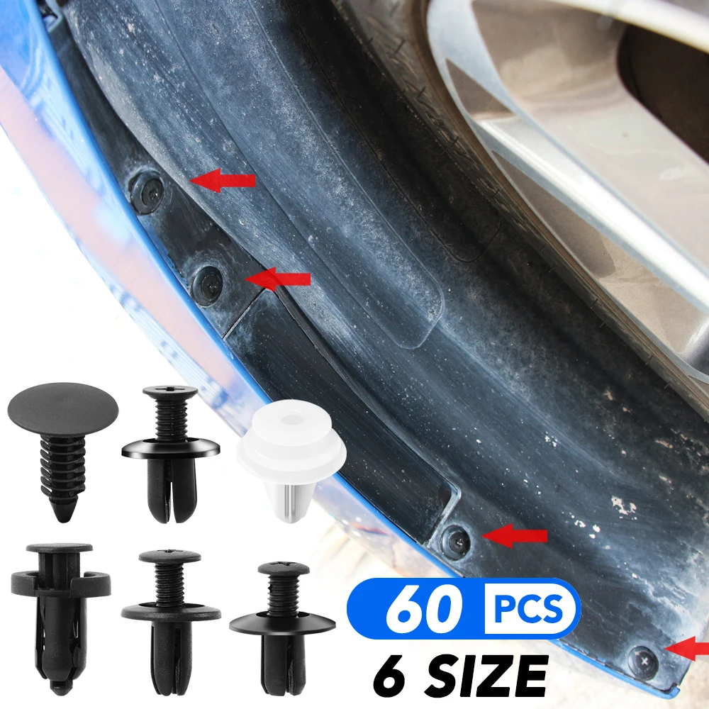 60 шт. Универсальный крепеж обивки двери Панель заклепка на автомобильный бампер