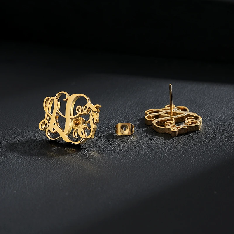 Серьги-гвоздики с монограммой на заказ серьги-гвоздики буквенным принтом