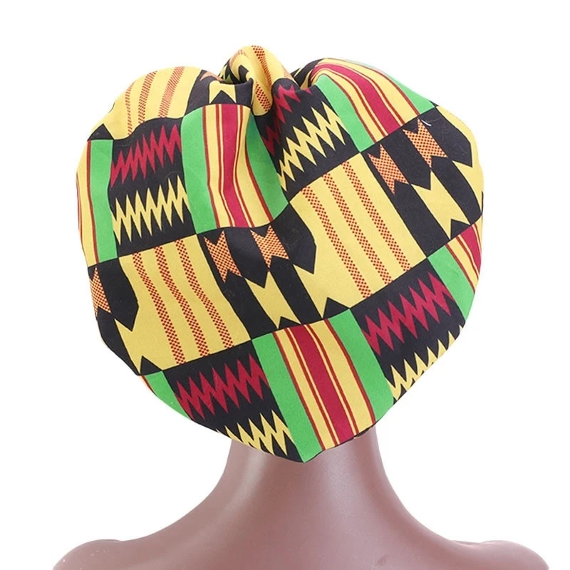 

38cm Hair Cap For Sleeping African Print Satin Bonnet Long Ribbon Wrap Double Layer Headwrap Pattern Women Cover Large Size Wrap