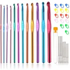 D  D 38 шт. разноцветные, алюминиевые вязальные крючки  большого глаза тупые иглы  Stitch маркеры 2,0-8,0 мм Профессиональный игл для вязания крючком инструмент