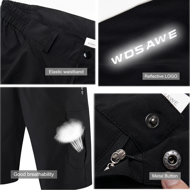 Новые мотоциклетные шорты WOSAWE с карманами для мужчин повседневные спортивные