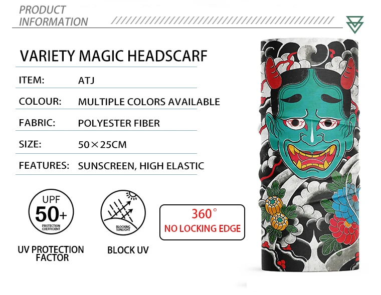 Бесшовный многофункциональный мужской волшебный шарф с 3D рисунком черепа