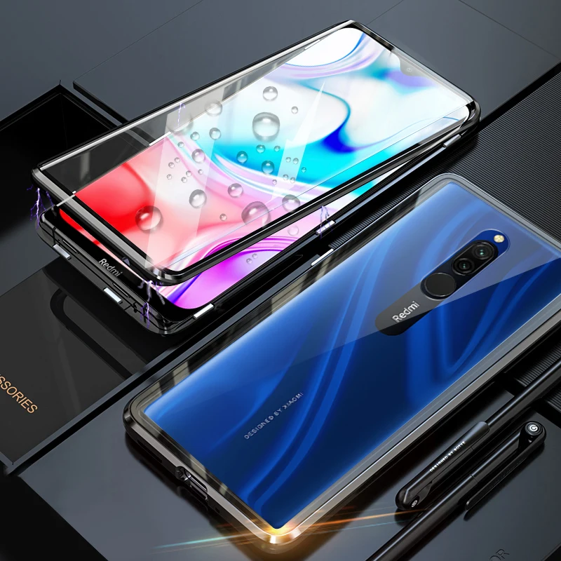 Магнитный металлический чехол для Xiaomi Redmi Note 7 8 Pro K20 Pro для Xiaomi 9T 9 Pro 5G 8 6X A2 CC9E A3 двустороннее закаленное стекло