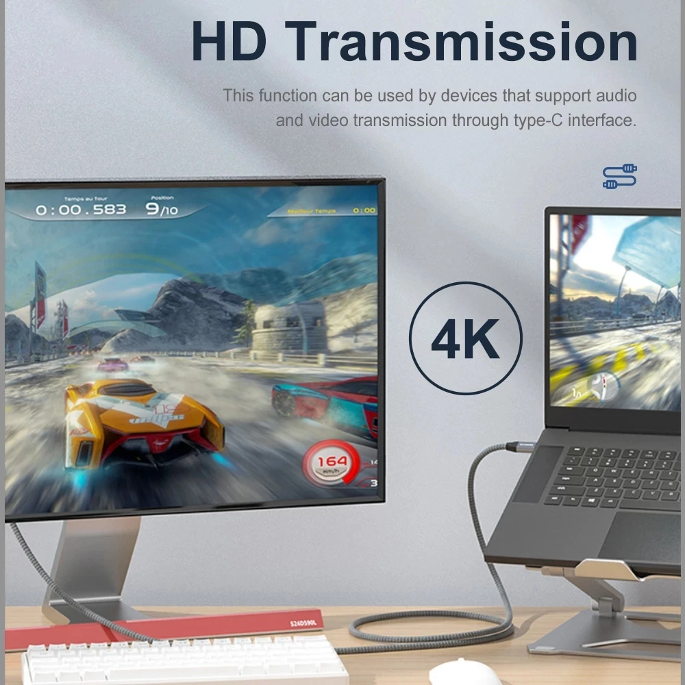 Кабель для передачи данных USB3.1 Gen2 Тип C 20 Гбит/с 100 Вт В/5 А быстрая зарядка