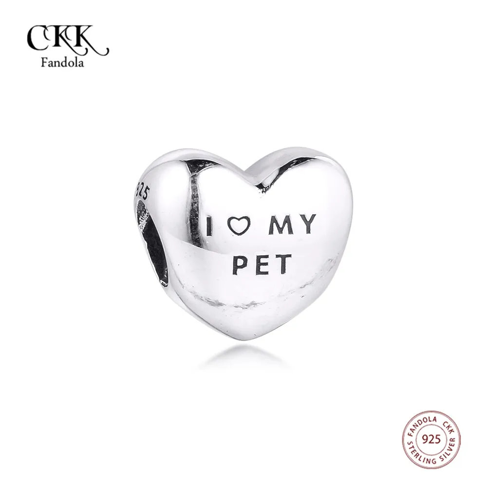 Футболки с надписью I Love My домашних животных в форме сердца бусы 925 пробы серебро