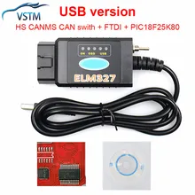 Newest ELM327 USB Version Works on Forscan For F-ord HS CAN /MS CAN V1.5 car OBD2 diagnostic Tool ELM327 USB PIC18F25K80 FTDI