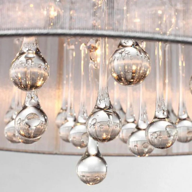 

Modern 45cm Round Drum Silver Fabric Shade Hanging Lamps For Bedroom Over Sink Pendant Lighting Fixture E14 Bulb Luminaire