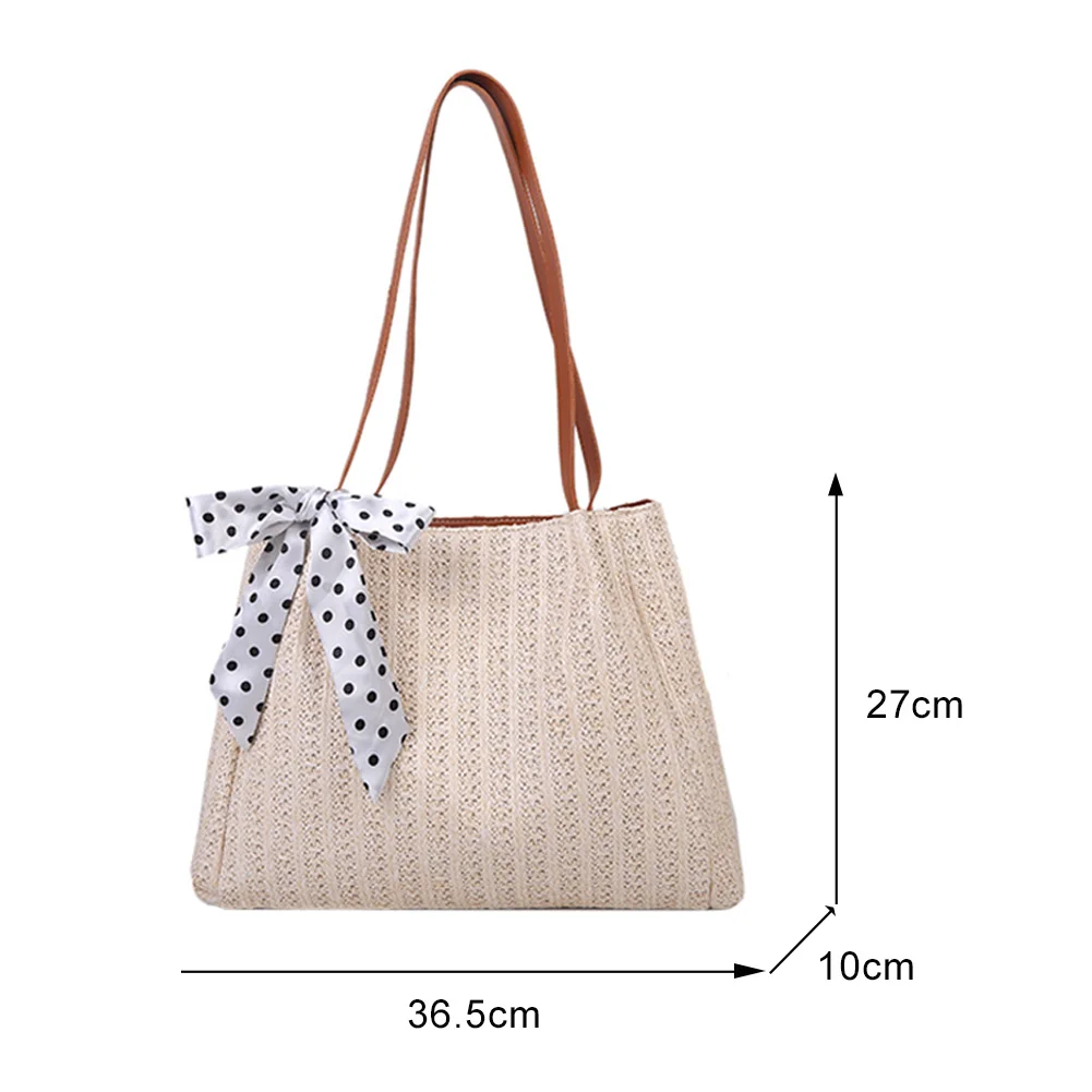 

New Fashion Woven Bags Women Silk Scarf Woven Pure Color Shoulder Shopping Bag Vintage Ladies Large Capacity Totes Handbags