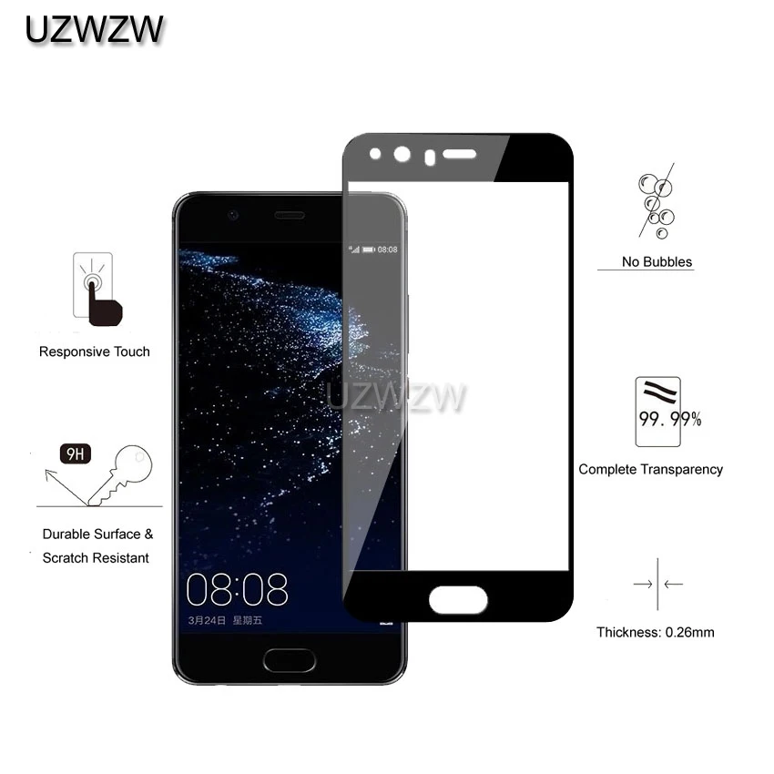 2 шт закаленное стекло для huawei P10 полное покрытие 2.5D 0,26 мм Защитная пленка для экрана закаленное стекло