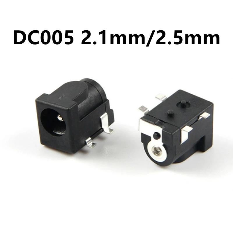 

10 шт. DC005 SMT DC Мощность с разъемом типа Jack DC-050 4-контактный SMD 5,5*2,1 мм/2,5 мм гнездо Круглый иглы черного цвета