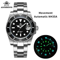 addies dive automatic watch sapphire nh35 steel watches men 200m diver watch bgw9 ceramic bezel c3 super luminous 1953 watches