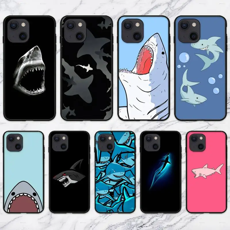 Чехол для телефона с изображением черных акул iPhone 11 12 Mini 13 Pro XS Max X 8 7 6s Plus 5 SE XR
