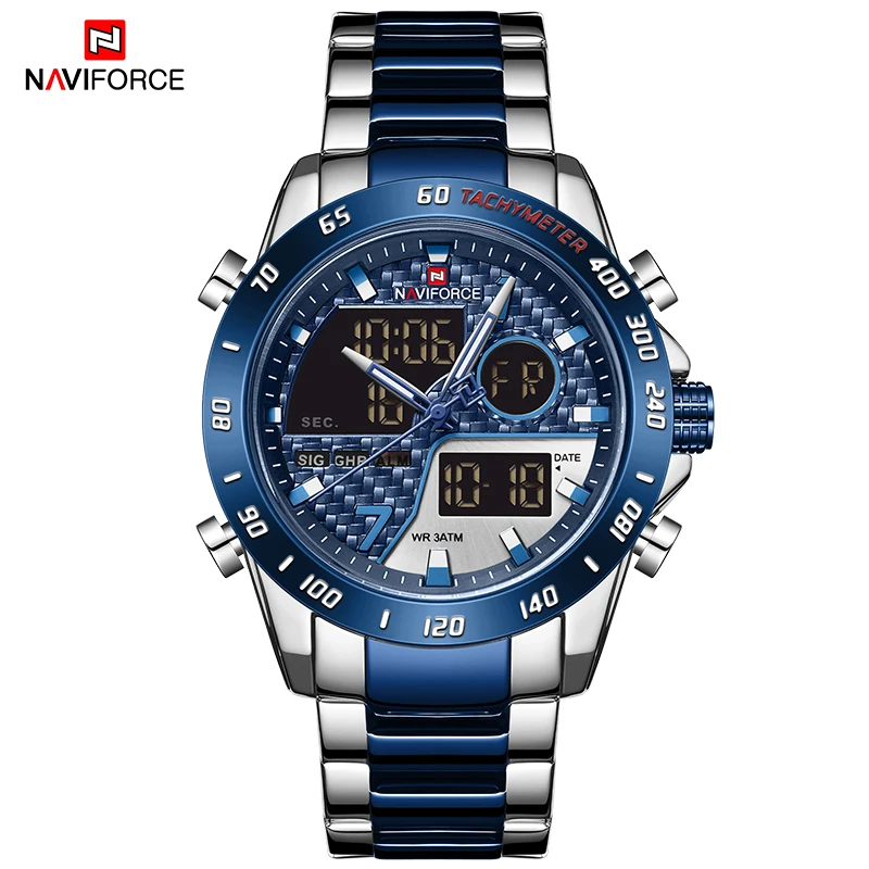 Мужские часы NAVIFORCE водонепроницаемые военные спортивные Кварцевые полностью