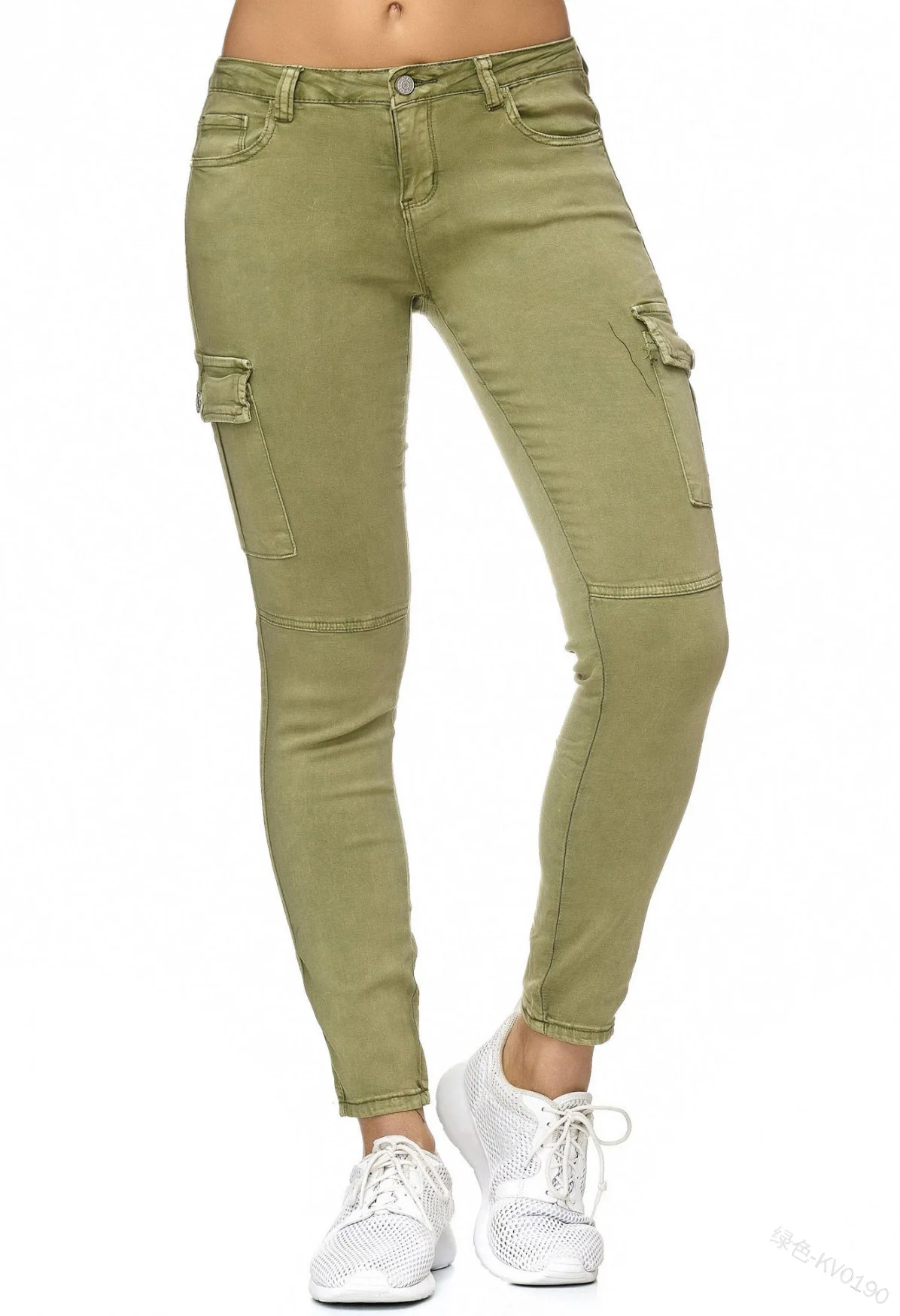 

2021 Spot European and American Women's Jeans Skinny Low-Waist Denim Pants Side Pocket Denim Pants Cargo Pants Women