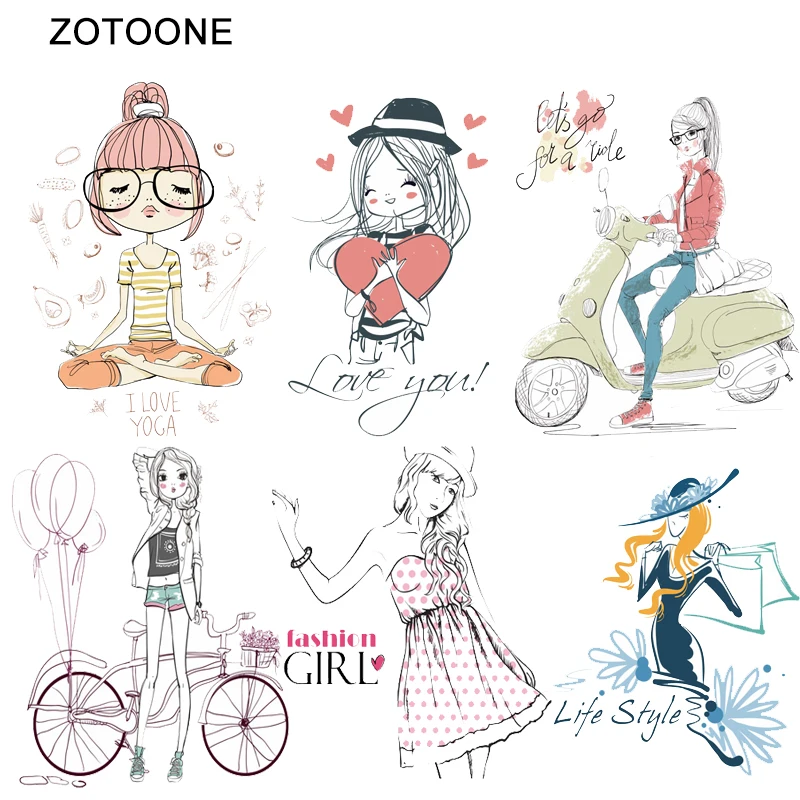 Моющиеся модные виниловые Стикеры для проглаживания одежды ZOTOONE A level девушек
