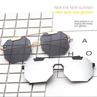 cat eye rimless sunglasses men women 2021 fashion shades uv400 vintage glasses oculos