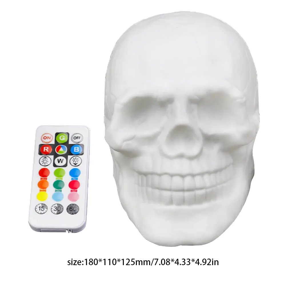 

Night Light USB Skull Night Light Colourful LED Patting Lamp With Remote For Home Bedroom Decor Bedside Desk Table Lamp