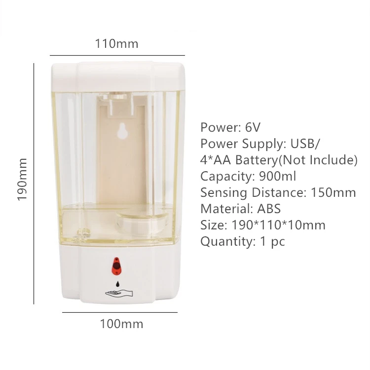 

Hand Disinfection Machine Touchless Wall Mounted Soap Dispenser Hand Cleaner Battery/USB 900ML Automatic Sensor