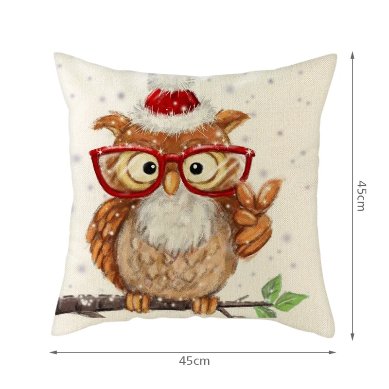 

Christmas Cushion Cover 45*45 Santa Claus Bear Elk Pillowcase Sofa Cushions Pillow Cases Cotton Linen Pillow Cover Home Decor