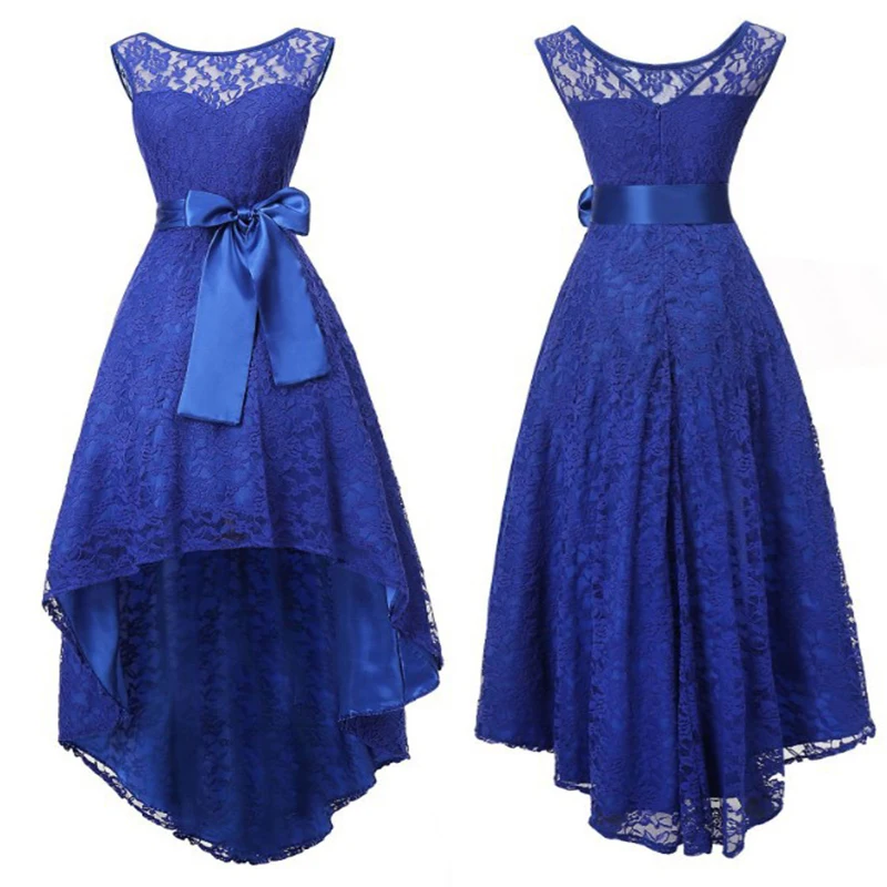 Wipalo Women Plus Size Vintage Sleeveless High Low Hem Belted Lace Party Dress Waist Solid Maxi S 5XL Ladies Vestidos|Женские платья| |