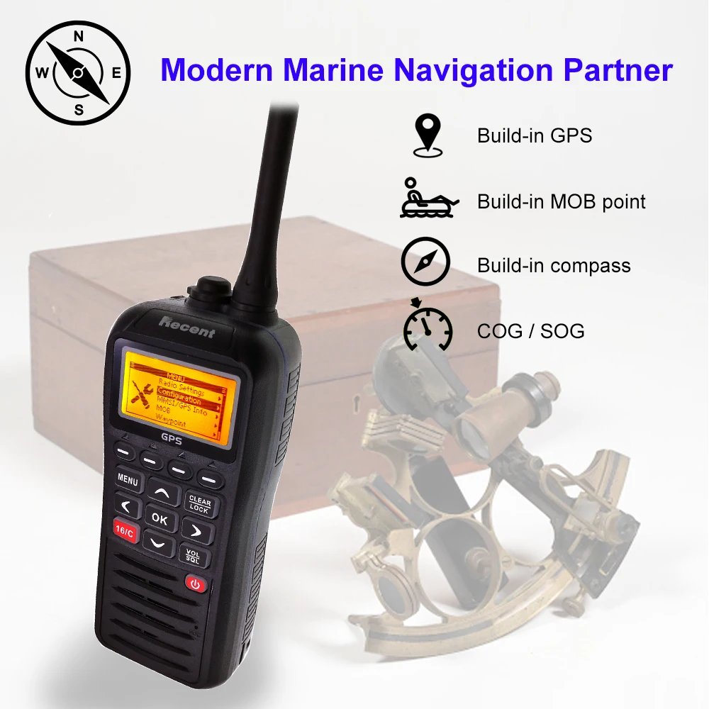 Recent RS-38M VHF Marine Radio Built-in GPS 156.025-163.275MHz Float Transceiver Tri-watch IP67 Waterproof Walkie Talkie enlarge