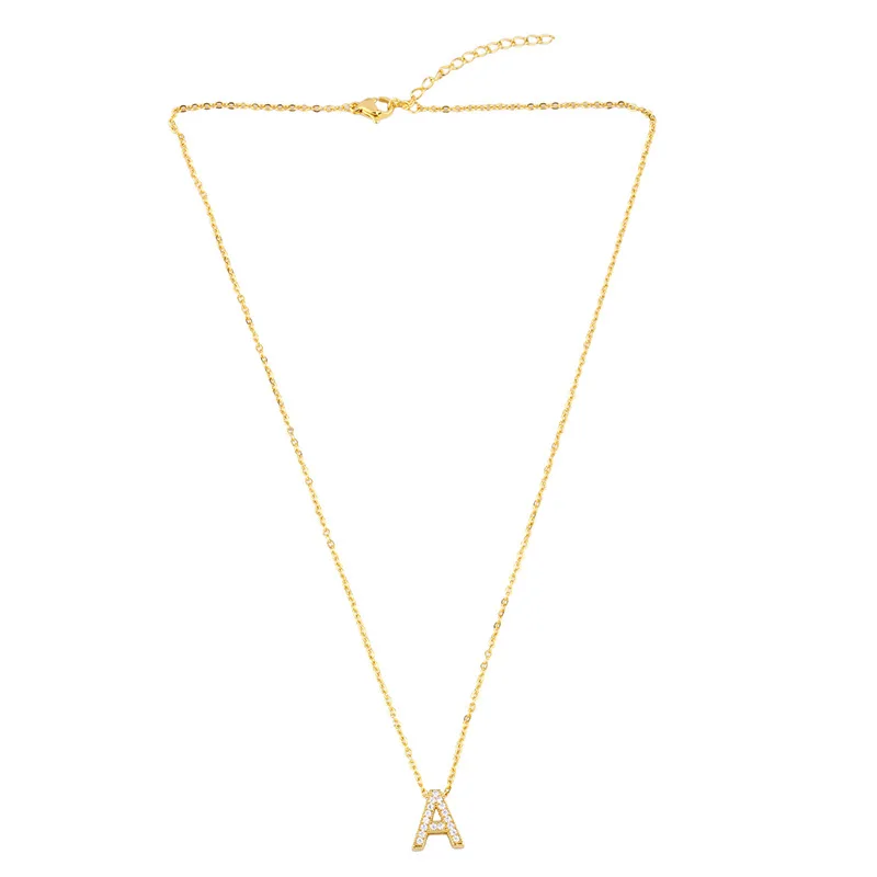 

Ailodo Women Girls Initial Letter Necklace Gold Color 26 Letters Charm Necklaces Pendants Copper CZ Jewelry Personal Necklace