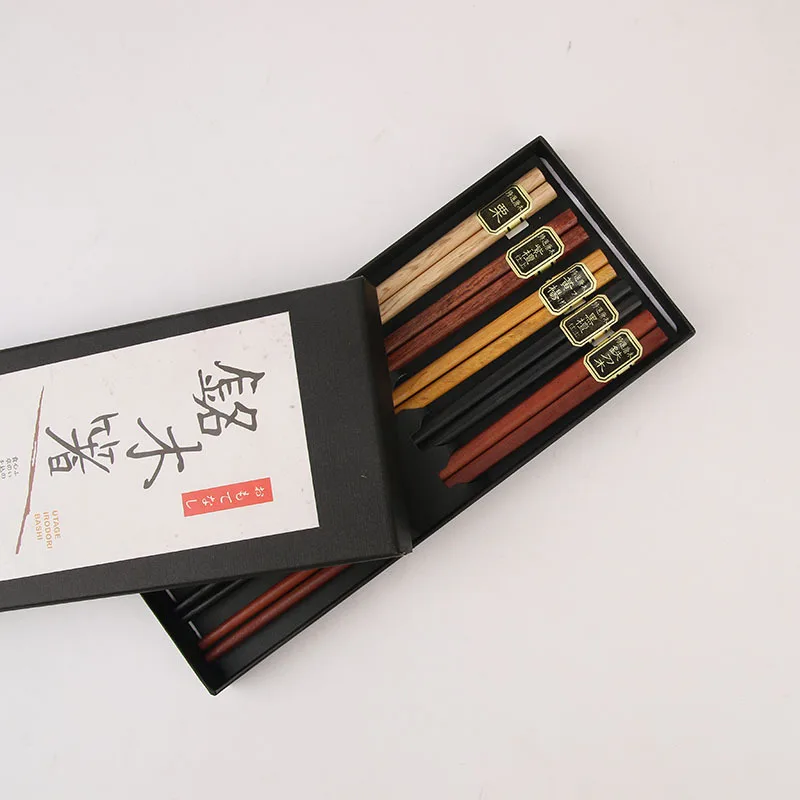 50set 5pair/set Chinese Wooden Chopsticks Tableware Anti-skid Household Set Holder Cutlery Gift Box ZA4985 | Дом и сад