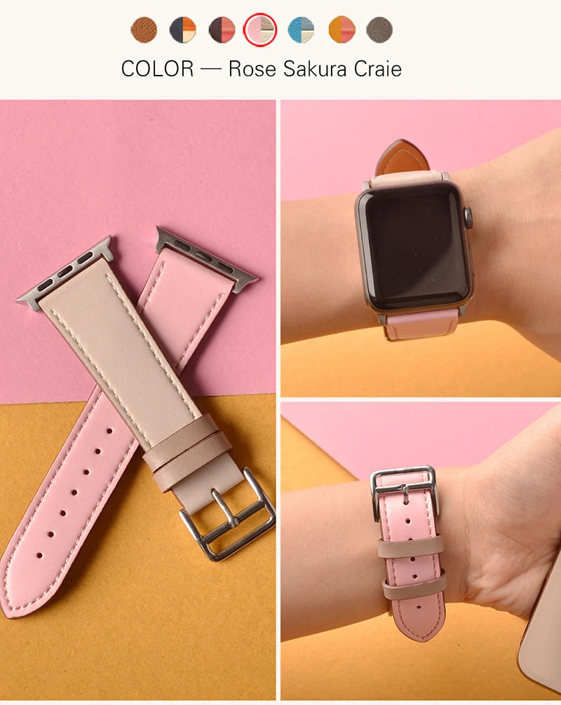 Kebitt кожаные мужские и женские одноканальные ремешки для Apple Watch серии 5 4 1 2 3 три цвета iwatch двойной ремешок 38 40 мм 42 44 мм