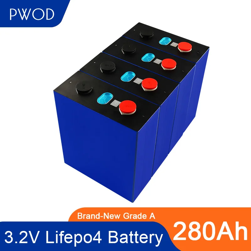 

PWOD 3.2V Lifepo4 Battery Brand NEW 8PCS 280AH Lithium Iron Phosphate Cells 24V280AH 12V560AH For Solar Energy Storage Tax Free