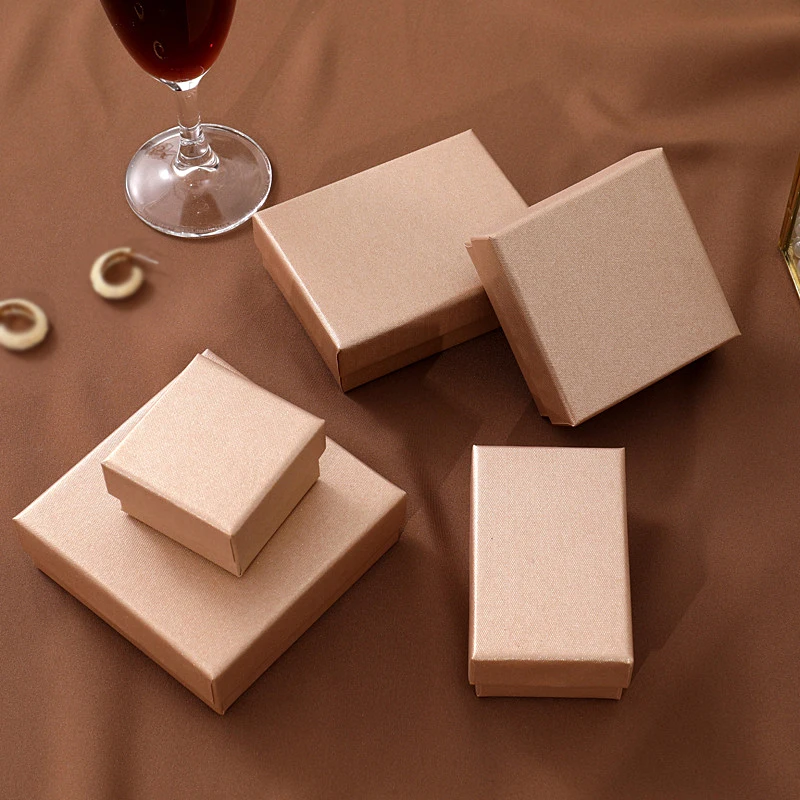 

Gift Box Champagne Gold Ring Earrings Necklace Jewelry Box Handmade DIY Favor And Gift Box Christmas Party Wedding Decoration