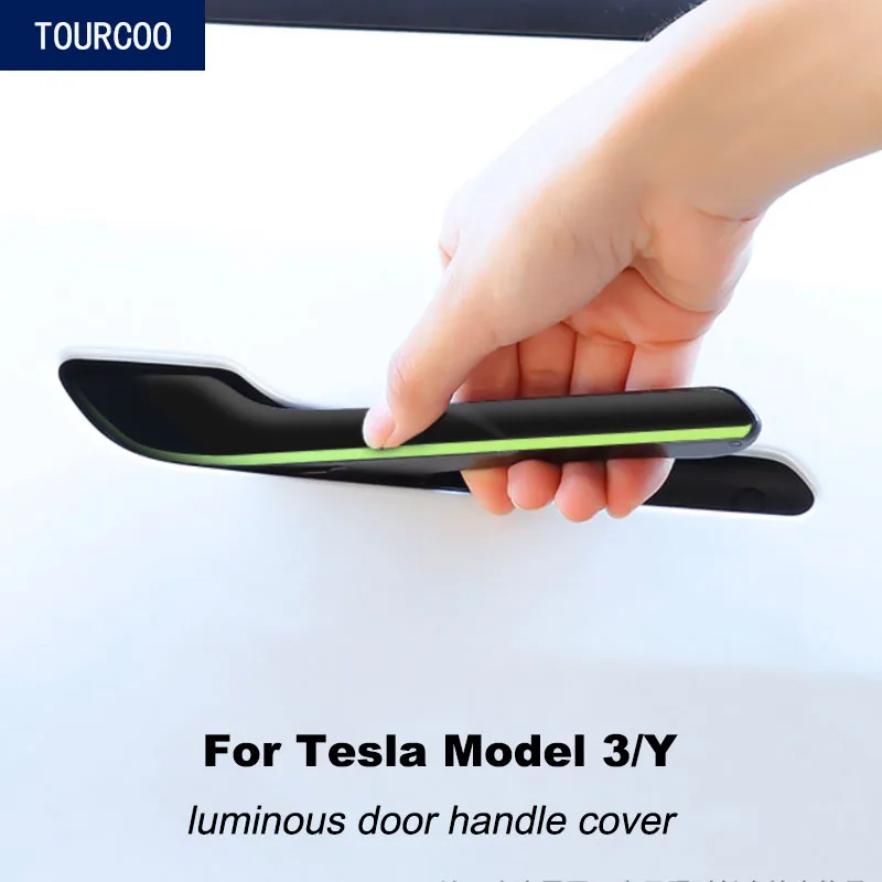 

Car Styling Exterior Luminous Door Handle Cover Stickers for Tesla Model 3 Y Anti-scratched Protective Modification Accessories