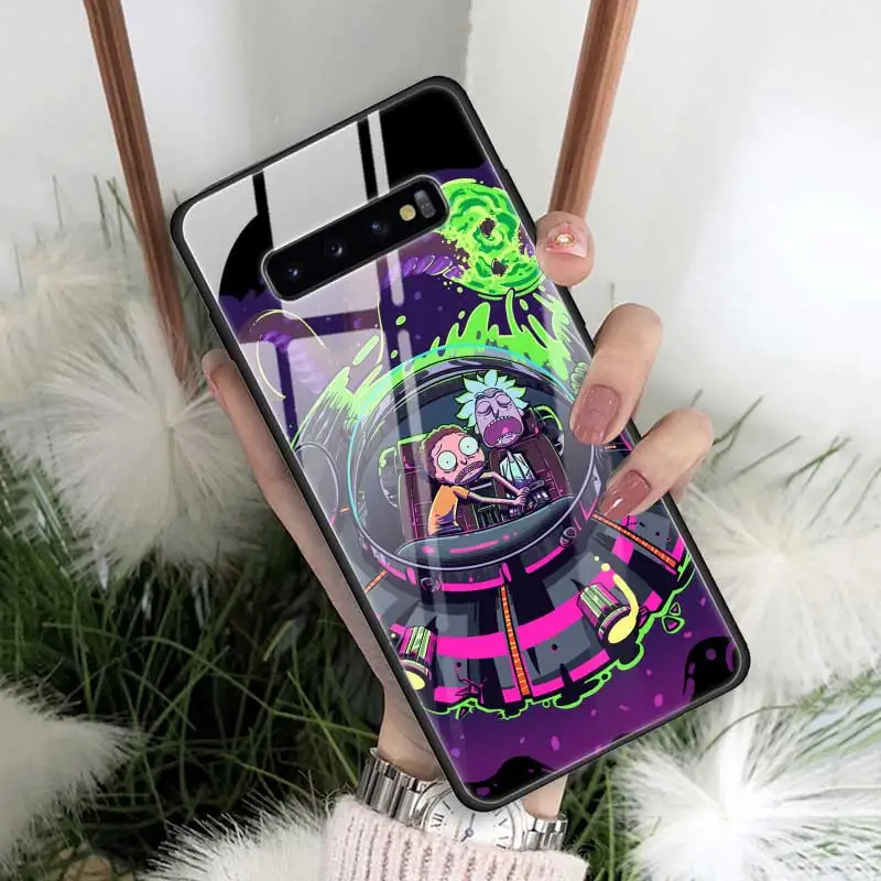 Чехол Rick And Morty из закаленного стекла для samsung Galaxy S10 S10e S9 S8 Note9 Note 10 Plus 5G A50 A30 края из ТПУ Fundas Capa