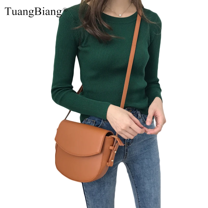 

2020 Autumn Winter O-neck Ribbed Pullover knitted women Long sleeve Slim Elasticity Jumper Ladies Cotton soft Green sweater Tops