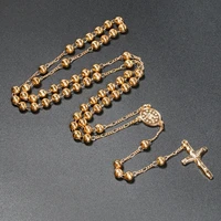 6mm fashion christian catholic long chain jesus virgin mary rosary necklace religious cross pendant jewelry gifts