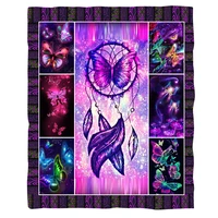 pretty butterfly 3d printed plush fleece blanket adult home office washable casual kids horror sherpa blanket 02