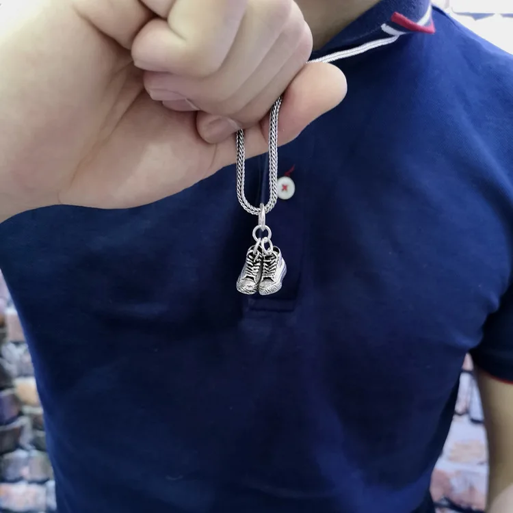 Серебро 925 пробы цвет спортивная обувь Подвеска Ожерелье Личность Модные