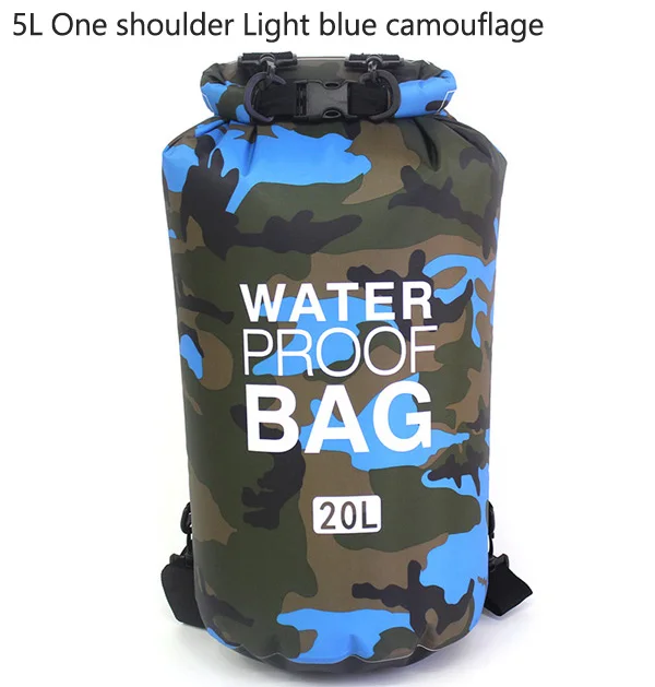 light blue 5L 5L/10L/20L/30L камуфляжная уличная сумка Портативная рафтинг водонепроницаемая сумка мешок для плавания сумка для воды треккинг - Цвет: light blue 5L