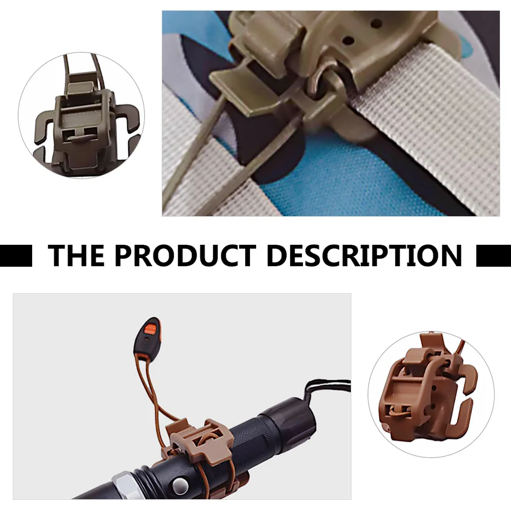 

3pcs Outdoor Webbing Buckle Clip Flashlight Whistle Walking Stick Fixed Clip