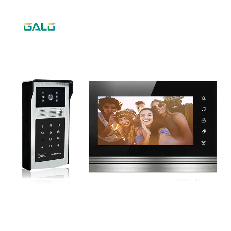 Home Intercom Video Door Phone 7 inch Monitor Doorbell Camera with Metal and ABS optional Video Intercom Kit Support Unlock