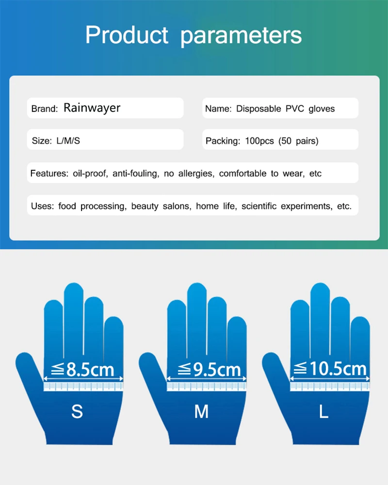 100 шт прозрачные одноразовые ПВХ перчатки для мытья посуды кухня латексные