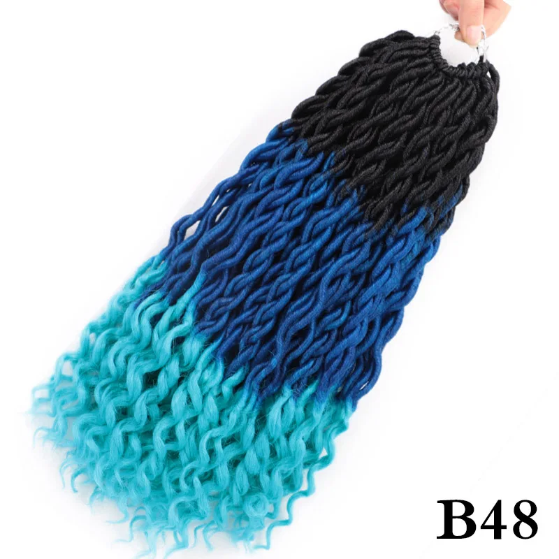 Элегантные Музы богемные вязанные косички Faux locs Curly вязанные волосы 18 дюймов 24 пряди Омбре косички для наращивания синтетические волосы - Цвет: Естественный цвет