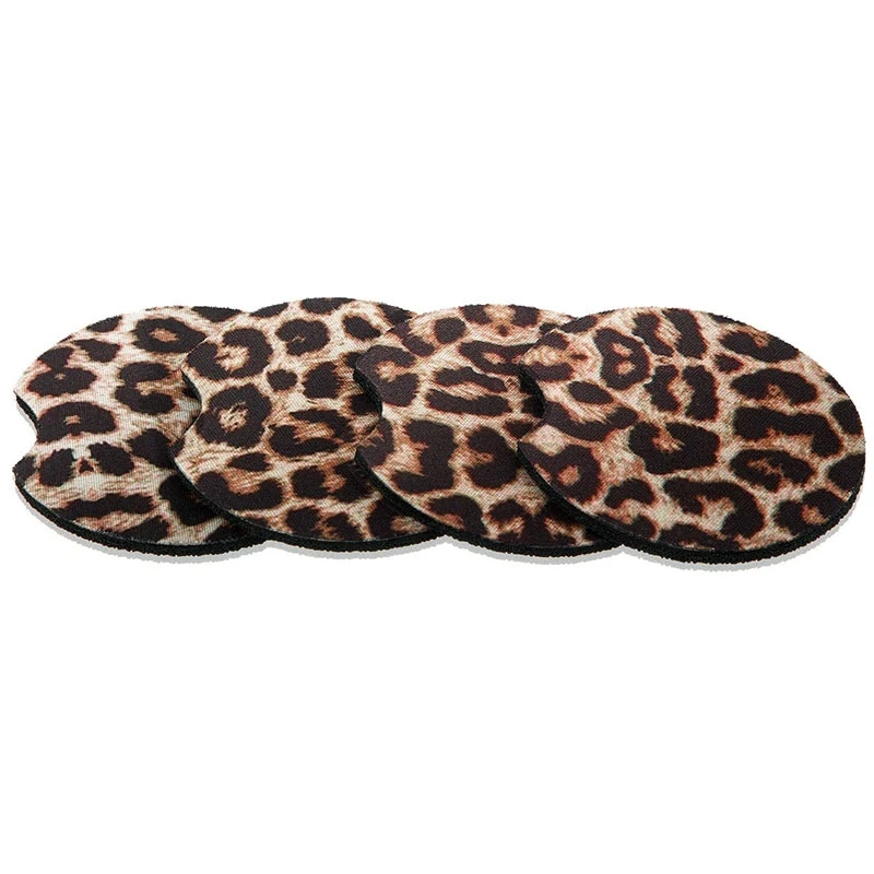

4PCS 2.56in Leopard Car Coasters for Drinks Car Cup Pad Mat for Living Room Kitchen Office to Protect Car and Furniture