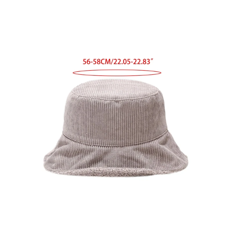 

Women Corduroy Double-sided Wearable Bucket Hat Female Winter Warm Folding Big Wide Visor Flat Top Sunhat Outdoor Fisherman Cap