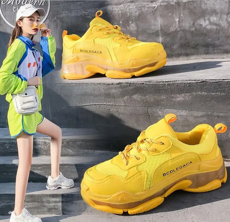 Mulheres coloridas Pai кроссовки воздухопроницаемые calchados Vulcanizados Sapatos de Malha Moda Plataforma со